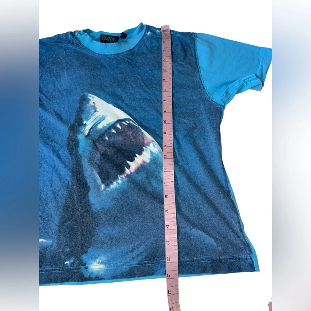 Mini Boden Blue Shark Swim Trunks & T-Shirt Set Size 9-10 Years